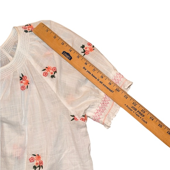 LOFT White Blouse with Pink Floral Embroidery - Picture 7 of 10